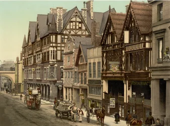 Newgate Street, Chester (kézzel színezett fotó)