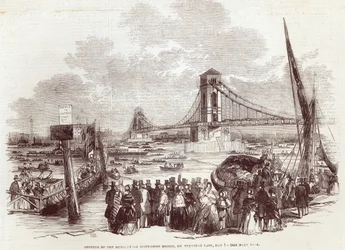 A Hungerford függőhíd megnyitása a The Illustrated London News-ból, 1845. május 3.