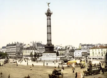 Place de la Bastille, Párizs (kézzel színezett fotó)