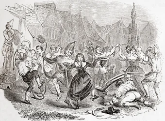 Szántóhétfői ünnepségek, Bessie és a bohóc tánca, a régi Angliából: A Pictorial Museum, pub. 1847