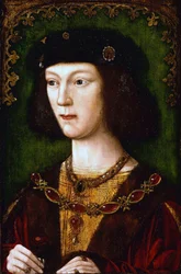 "VIII. Henrik angol király portréja (1491-1547)" Festmény az angol iskolából, 1513 körül Denveri Művészeti Múzeumból