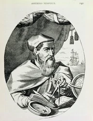 Amerigo Vespucci (1454-1512) portréja a „The Narrative and Critical History of America”-ból, szerkesztette Justin Winsor, London, 1886