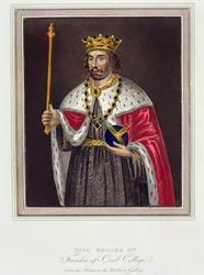 II. Edward király (1284-1327), az Oriel College alapítójának portréja a Bodleian Library-ben készült festmény után (színes metszet)
