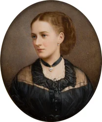 Lady Ida Lumley portréja, Newport vikomtné 1870-ben, majd Bradford grófnője (1848-1936), 1868-1936 körül (kézzel színezett fénykép)