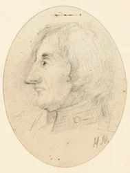 Lord Nelson portréja, fejjel és tengerészgallérral, profilban...., alatta a H.N. felirat.