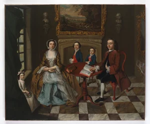 Családi portré egy belső térben, úgy gondolják, hogy a Roubel család, 1750-es évek
