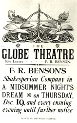 William Shakespeare (1564-1616) „A Szentivánéji álom” című plakátot F. R. Benson Shakespearean Company előadásában a Globe Színházban, 1890 körül (nyomtatott)