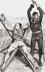 Szent András-kereszten megkínzott fogoly, kb. 1865