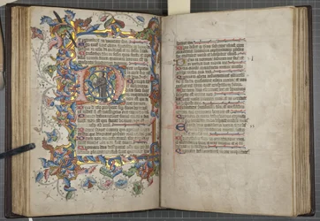 Psalter with Sarum use naptár, Fol 40 verso 41 recto, c.1425-75 (tinta, festék és arany pergamen)