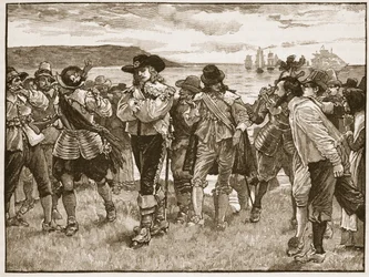 Wimbledon vikomt fogadása Plymouthban, illusztráció a Cassells Illustrated History of Englandből (szépia fotó)