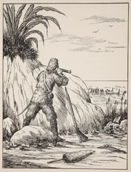 Robinson Crusoe, illusztráció a The Story of Robinson Crusoe-ból: Adaptáció gyerekeknek Defoes nyelvét követve, pub. Griffith Farran Browne & Co. Limited, London