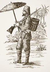 Robinson Crusoe, illusztráció a The Story of Robinson Crusoe-ból: Adaptáció gyerekeknek Defoes nyelvét követve, pub. Griffith Farran Browne & Co. Limited, London