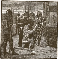 Rutland könyörög Cliffordnak, hogy kímélje meg az életét, illusztráció a Cassells Illustrated History of England-ből (szépia fotó)