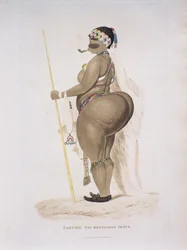 Sartjee, The Hottentot Venus, 1810 (kézzel színezett metszet)
