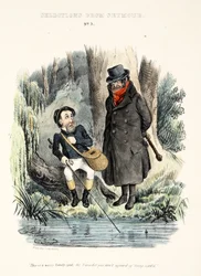 Válogatás Seymourtól: No. 3, "Ez egy magányos hely, uram, nem félsz attól, hogy kirabolják." Pub 1840 körül (kézzel festett metszet)