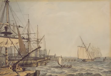 Hajózás a Hull folyó torkolatánál, 19. század eleje (ceruza, toll, tus és akvarell, papír)