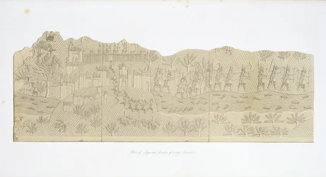 Egy város ostroma és kifosztása, Koujunjik, 40-es tábla Ninivéből és maradványai, Austen Henry Layard (1817-94) 1849-ben