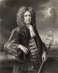 Sir George Rooke, W. Holl metszete a „The National Portrait Gallery IV. kötetéből”, 1820 körül megjelent