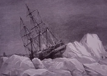 Sir John Franklin, 1845-ös expedíció a Northwest Passage megtalálására, a Terror hajó jégbe ragadt, 19. század vége (metszet)