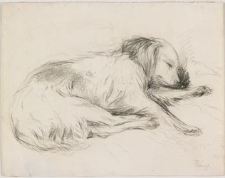 Alvó kutya, 1840 körül (grafit papíron)