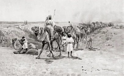 Salamon ajándékokat küld I. Hirámnak, Tírusz föníciai királyának Hutchinson A nemzetek története című művéből, 1915.