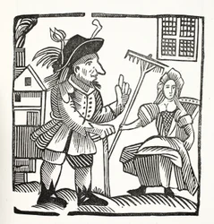 Sir John Barleycorn lovag bíróság elé állítása és megvádolása, illusztráció John Ashton Chap-books of the Eighteenth Century című művéből, megjelent 1882-ben
