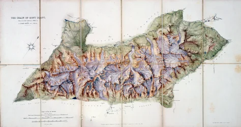 A Mont Blanc lánca, A. Adams Reilly 1863-as tényleges felméréséből, amelyet az A Record of Mountain Adventure and Scientific Observation for the Alpine Club, 1865-ben tettek közzé.