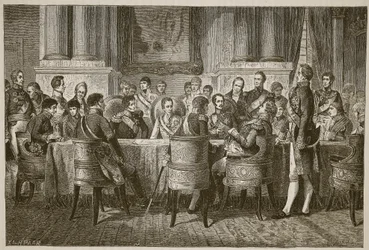 A bécsi kongresszus, a Cassells Illustrated History of England illusztrációja (szépia fotó)