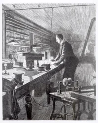 Az elektromos fény, Mr. Edison (1847-1931) a laboratóriumában