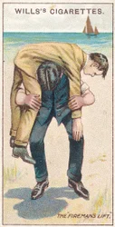 The Firemans Lift No.1, no.18 a Willss cigarettakártyák First Aid sorozatából, 1913