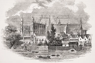 A Parlament házai a folyóból John Hampden idejében, Lord Brougham és mások „Old England