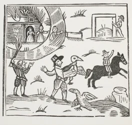The Mad Pranks of Tom Tram, illusztráció a Chap-books of the Eightenth Century, John Ashton, pub. 1882
