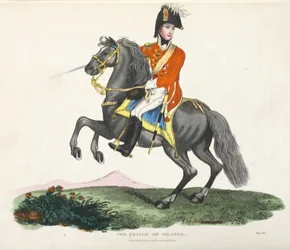 The Prince of Orange, kocsma. Richard Evans, engr Romney, illusztráció a Waterloo-i csata történetéről, William Mudford, 1816