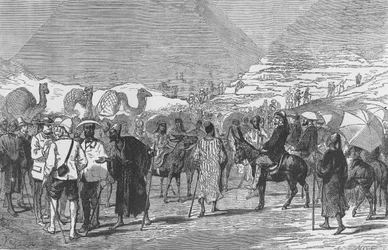 A walesi herceg és pártja a piramisoknál