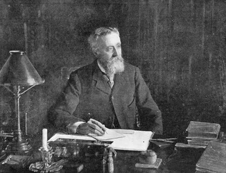 A jobb tiszt. Sir Michael Hicks-Beach, illusztráció a The Graphicból, 1902. július 19