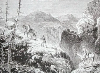 The Road to Honda, Kolumbia, Thomas Milner tiszteletes „The Gallery of Geography” című művéből, 1880 körül megjelent (metszet)