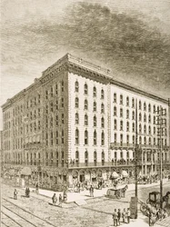 A Sherman Hotel, Chicago, 1870 körül, a Religious Tract Society által kiadott „American Pictures”-ből, 1876