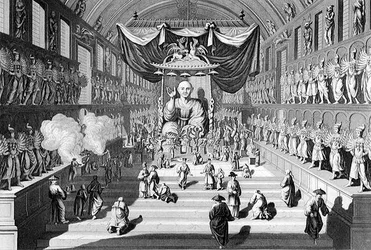 A Tízezer bálvány temploma Japánban, A. Thorn metszete, a „World Religion”-ból, kiadó A. Fullarton & Co.