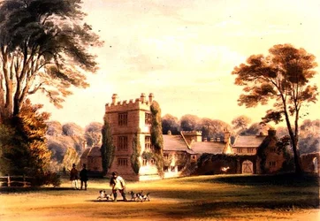 A nyugati torony, Cotehele ház, 1830-40 körül (színes litó)