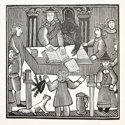Sir John Barleycorn teljes tárgyalása és vádirata, Knt., John Ashton, a Chap-books of the Eighteenth Century illusztrációja, pub. 1882