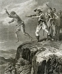 A protestáns vértanú Antal menekülése, Guiguo, 1830 körül (metszet)