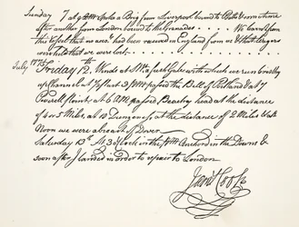 James Cook kézírása, 1771. július