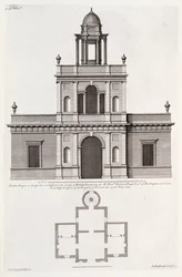 Az új „Bagnio” a Chiswick House kertjében, Colen Campbell „Vitruvius Britannicus vagy A brit építész” című művéből (metszet)