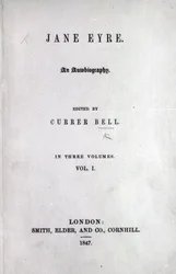 Charlotte Bronte Jane Eyre első kiadásának címlapja, 1847 (nyomtatott)
