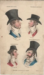 Tonish kalapok és nyakkendők, 1815-20 körül