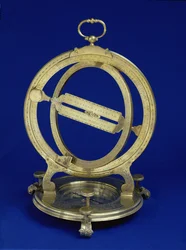 Univerzális napéjegyenlőségi álló gyűrűs számlap, valószínűleg Thomas Heath készítette, 1730 körül (réz)