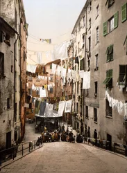 Genova látképe (kézzel színezett fotó)