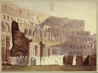 Kilátás a római Colosseumra, 1800 körül (wc és ceruza papíron)