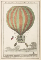 Vincent Lunardi a levegőben, Moorfieldsből történt felszállása után, 1784. szeptember