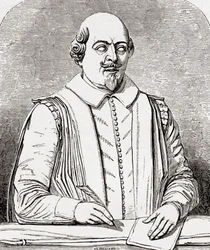 William Shakespeare, a Stratfordi sír mellszobra után, a William Shakespeare műveiből, 1896-ban (metszet)